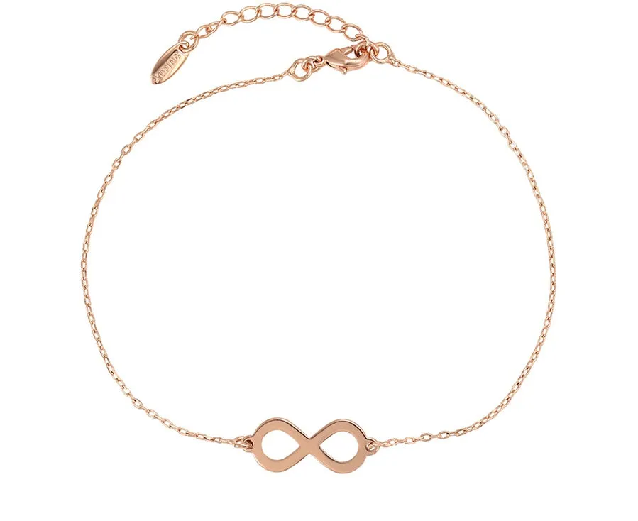 18K Rose Gold plated infinity anklet bracelet