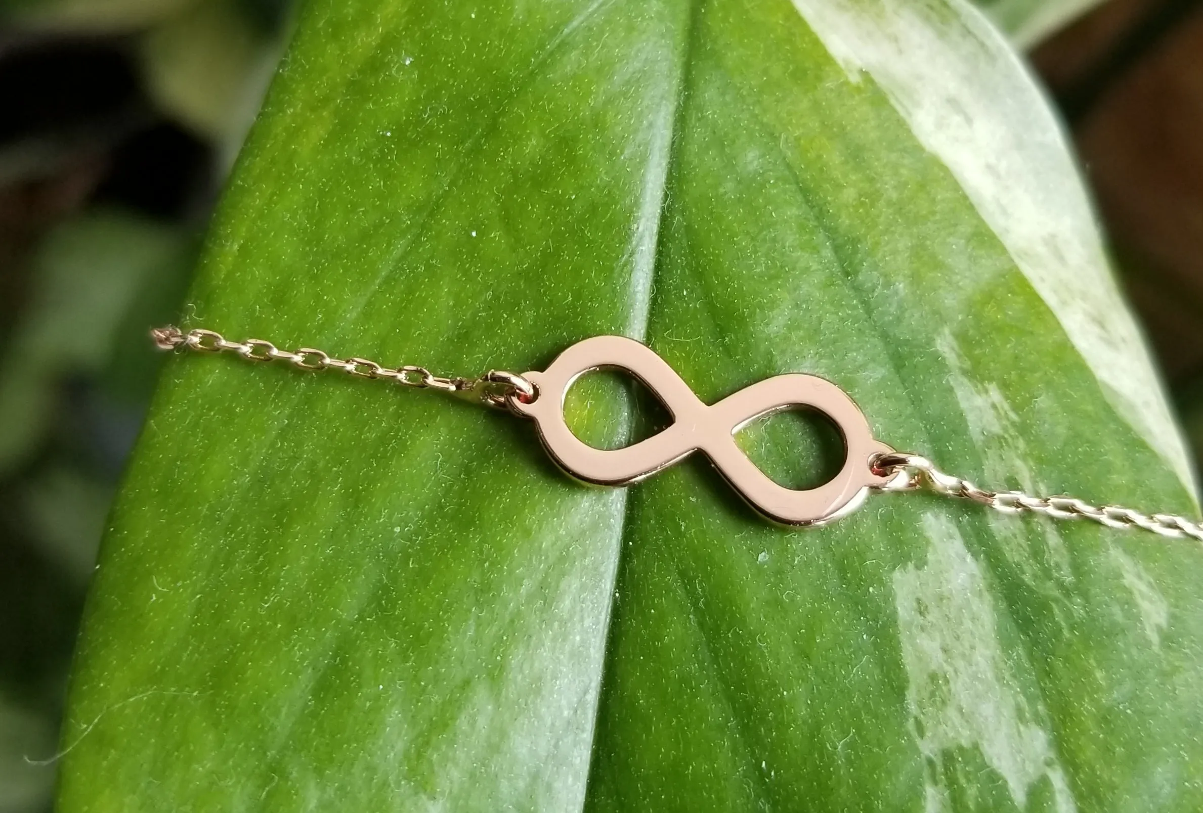 18K Rose Gold plated infinity anklet bracelet