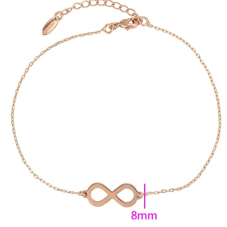 18K Rose Gold plated infinity anklet bracelet