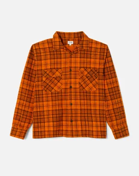 50s Plaid Straight Bottom Shirt - Marmalade/Charcoal