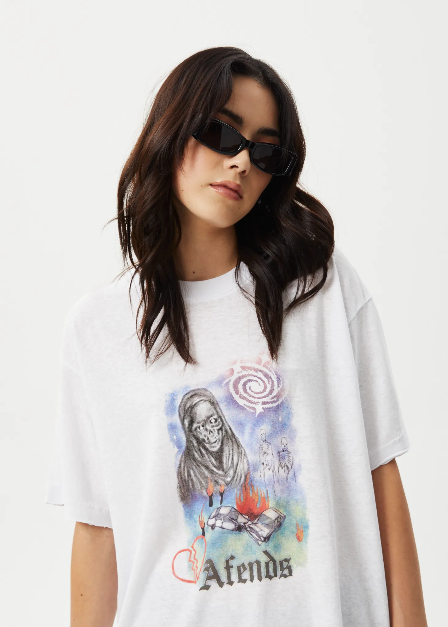 AFENDS Womens Nirvana - Oversized Tee - White