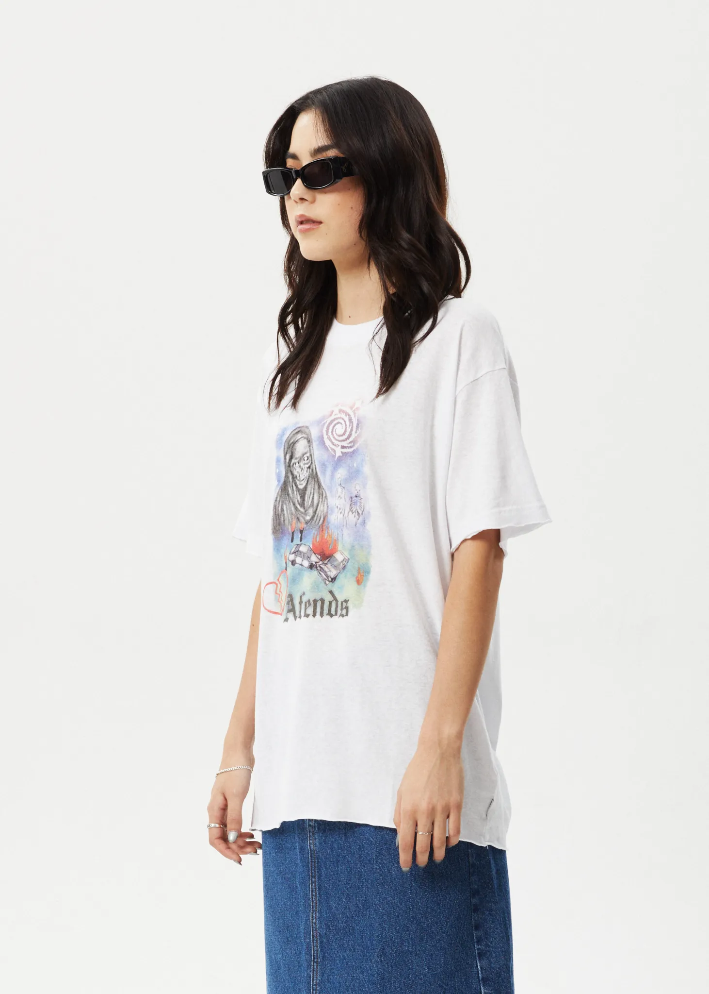 AFENDS Womens Nirvana - Oversized Tee - White