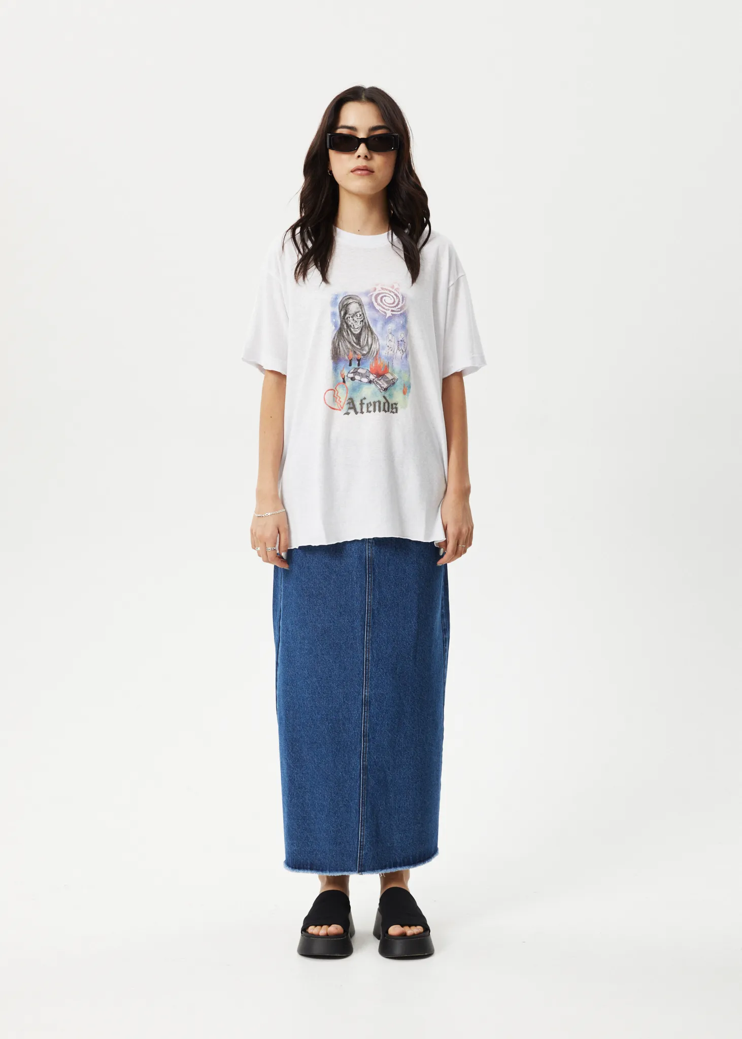 AFENDS Womens Nirvana - Oversized Tee - White