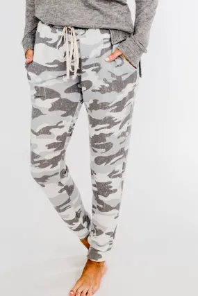 Always Cozy Camo Drawstring Joggers- Grey Camo