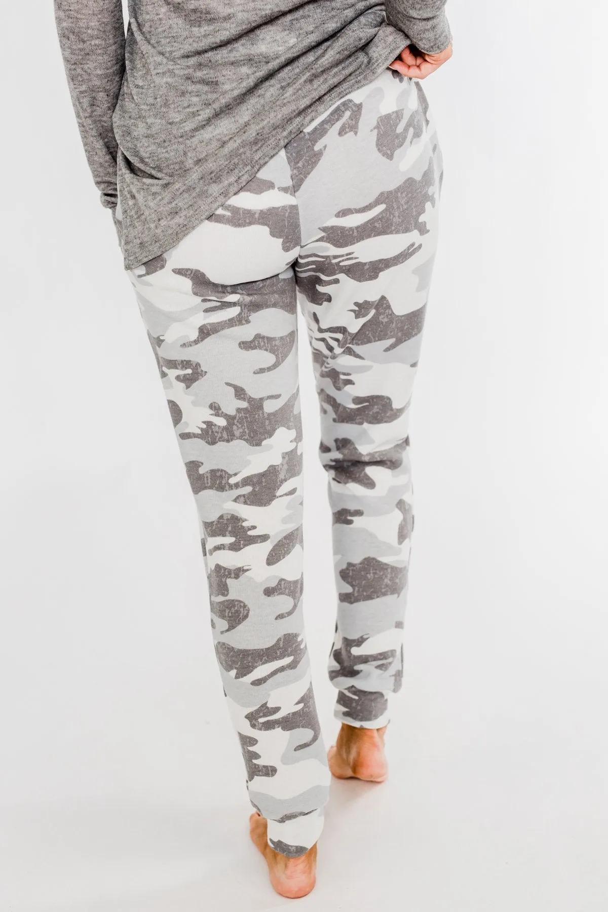 Always Cozy Camo Drawstring Joggers- Grey Camo