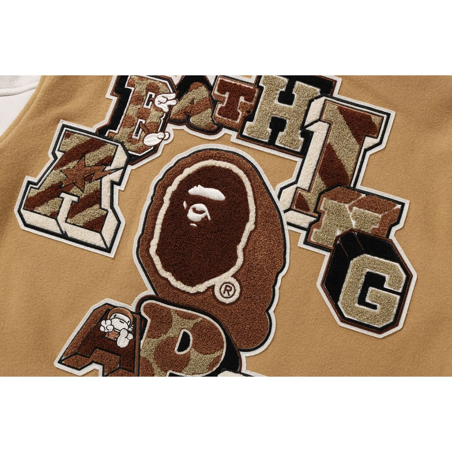 BAPE MULTI MOTIF VARSITY JACKET MENS