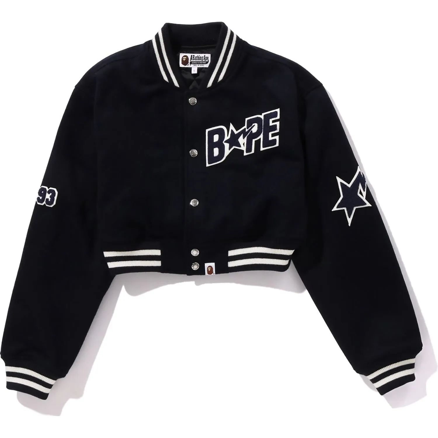 BAPE STA CROPPED VARSITY JACKET LADIES