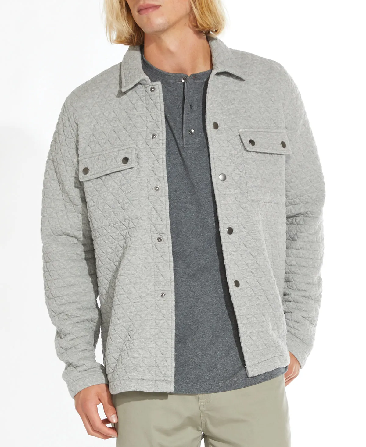 Bennett Quilted Shirt Jacket (Heather Gray)