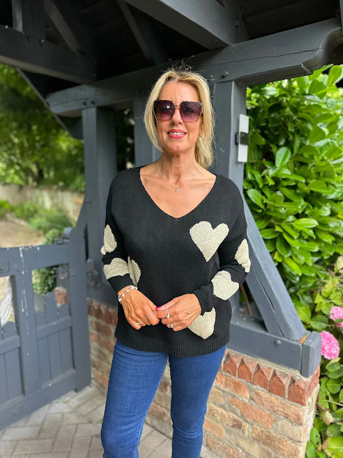 Black Gold Heart Knit Betsie