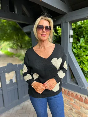 Black Gold Heart Knit Betsie