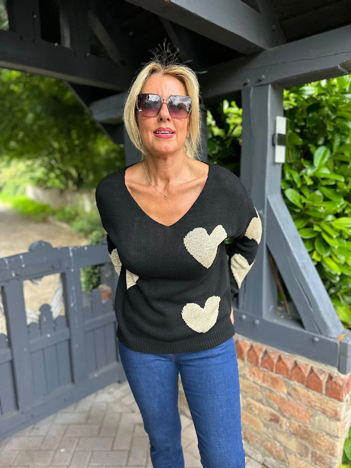 Black Gold Heart Knit Betsie