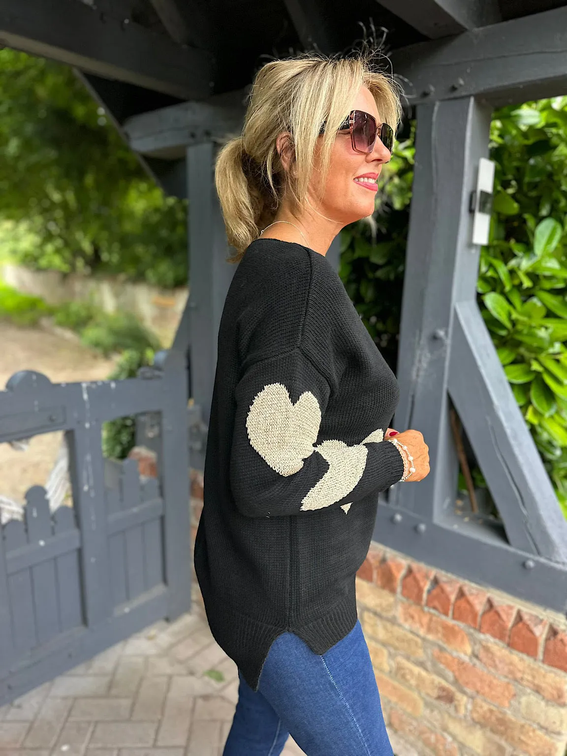 Black Gold Heart Knit Betsie