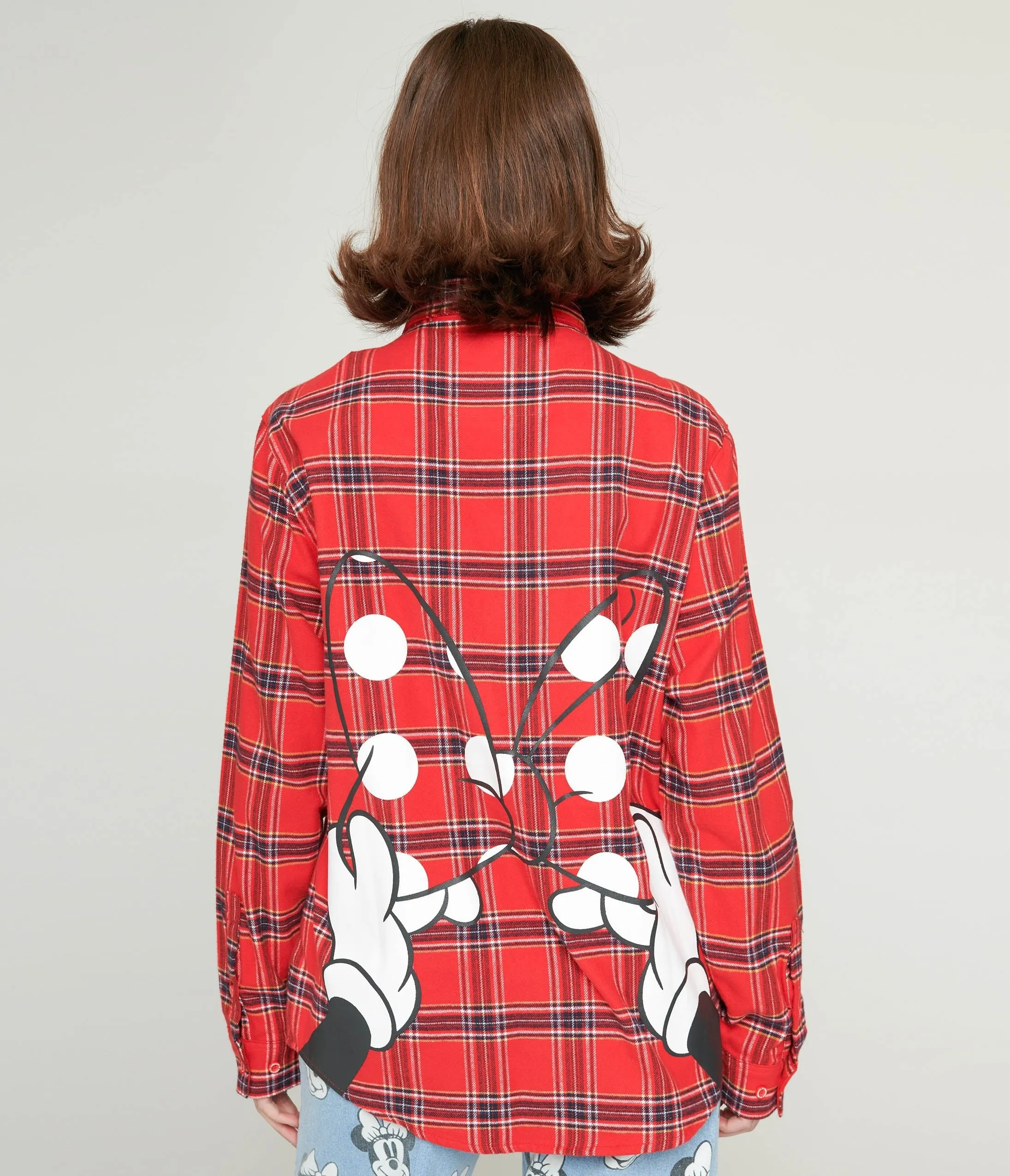 Cakeworthy Minnie Mouse Bow Red Plaid Unisex Flannel