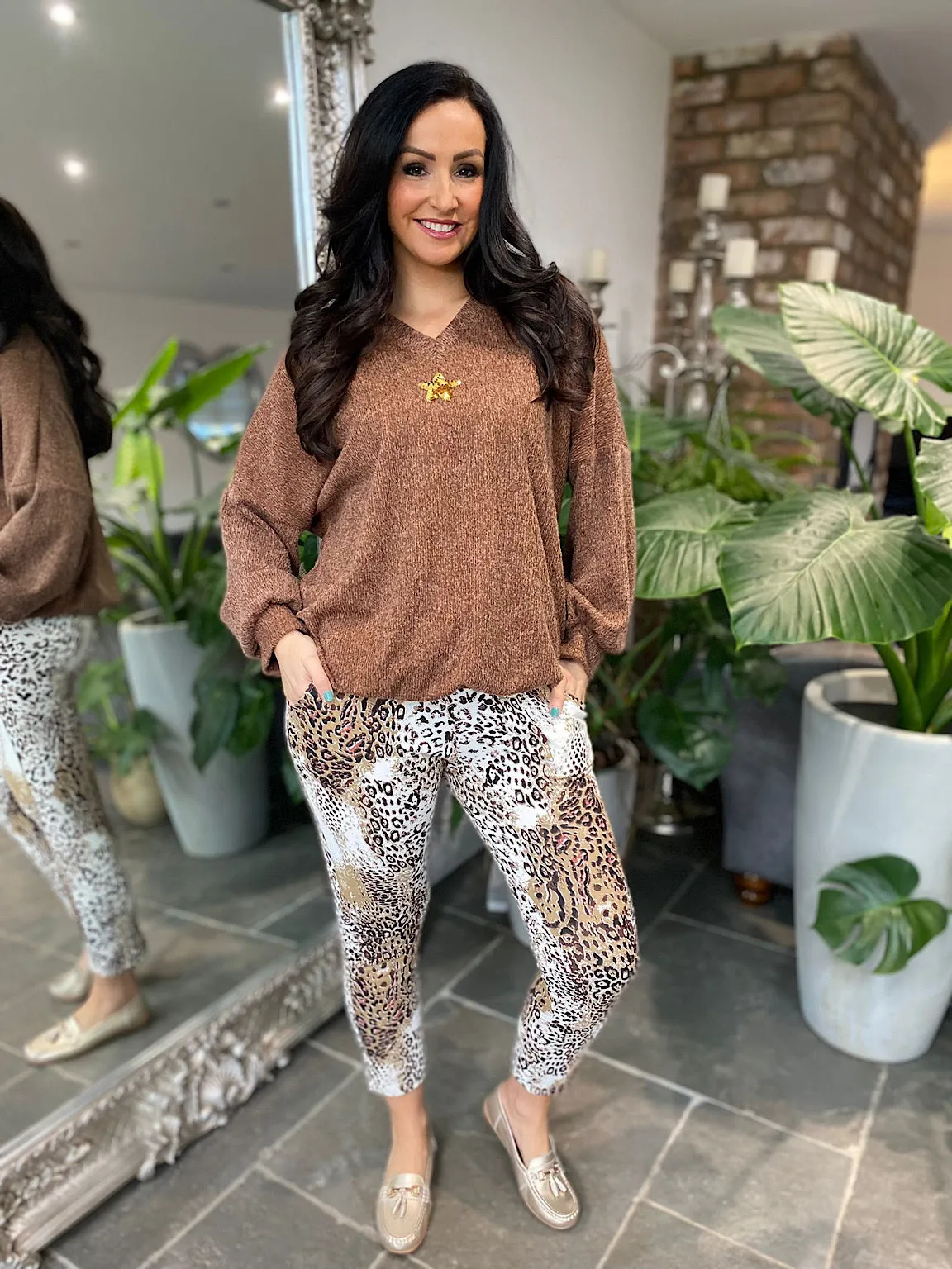 Camel Abstract Leopard Joggers