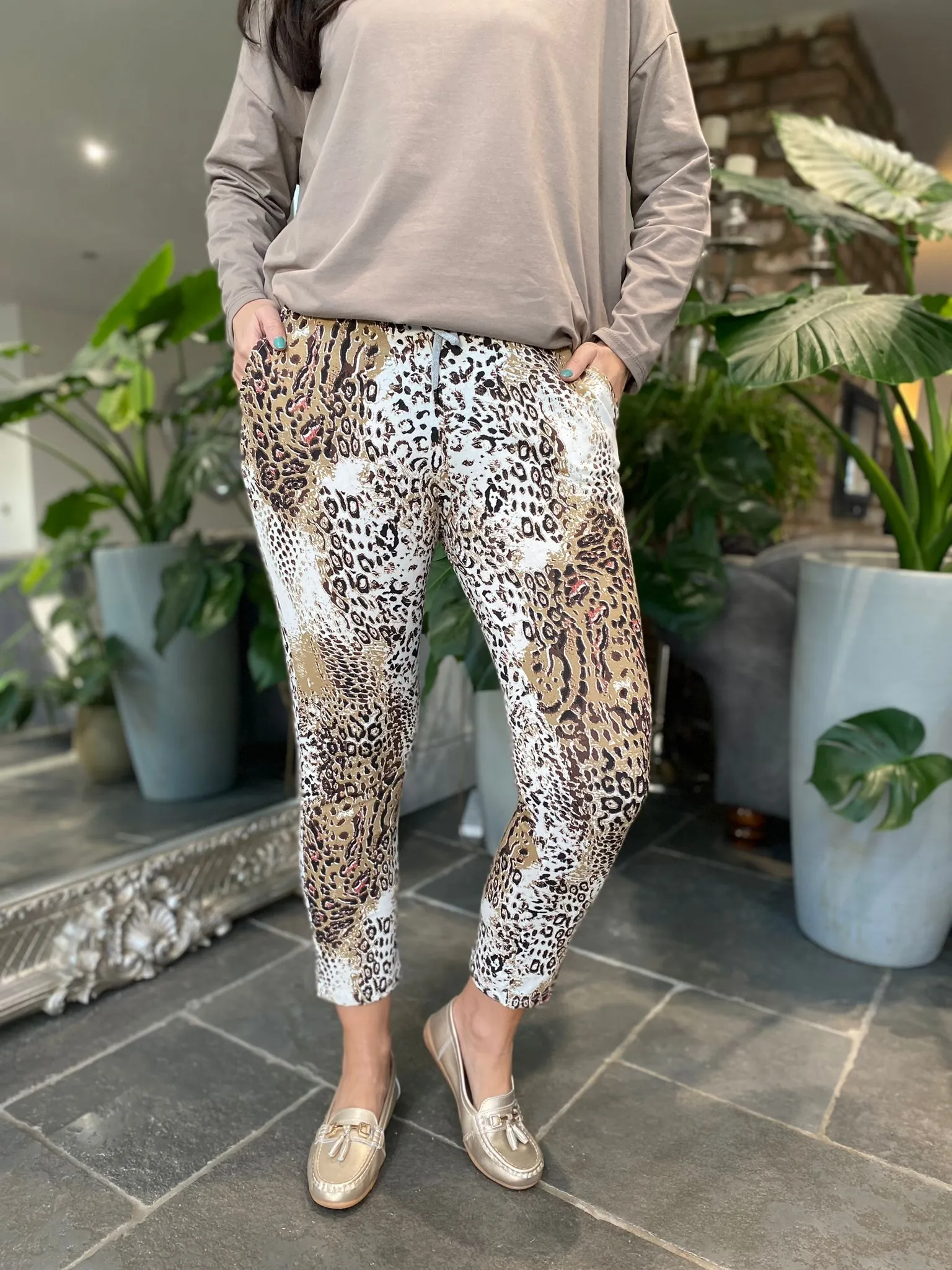 Camel Abstract Leopard Joggers