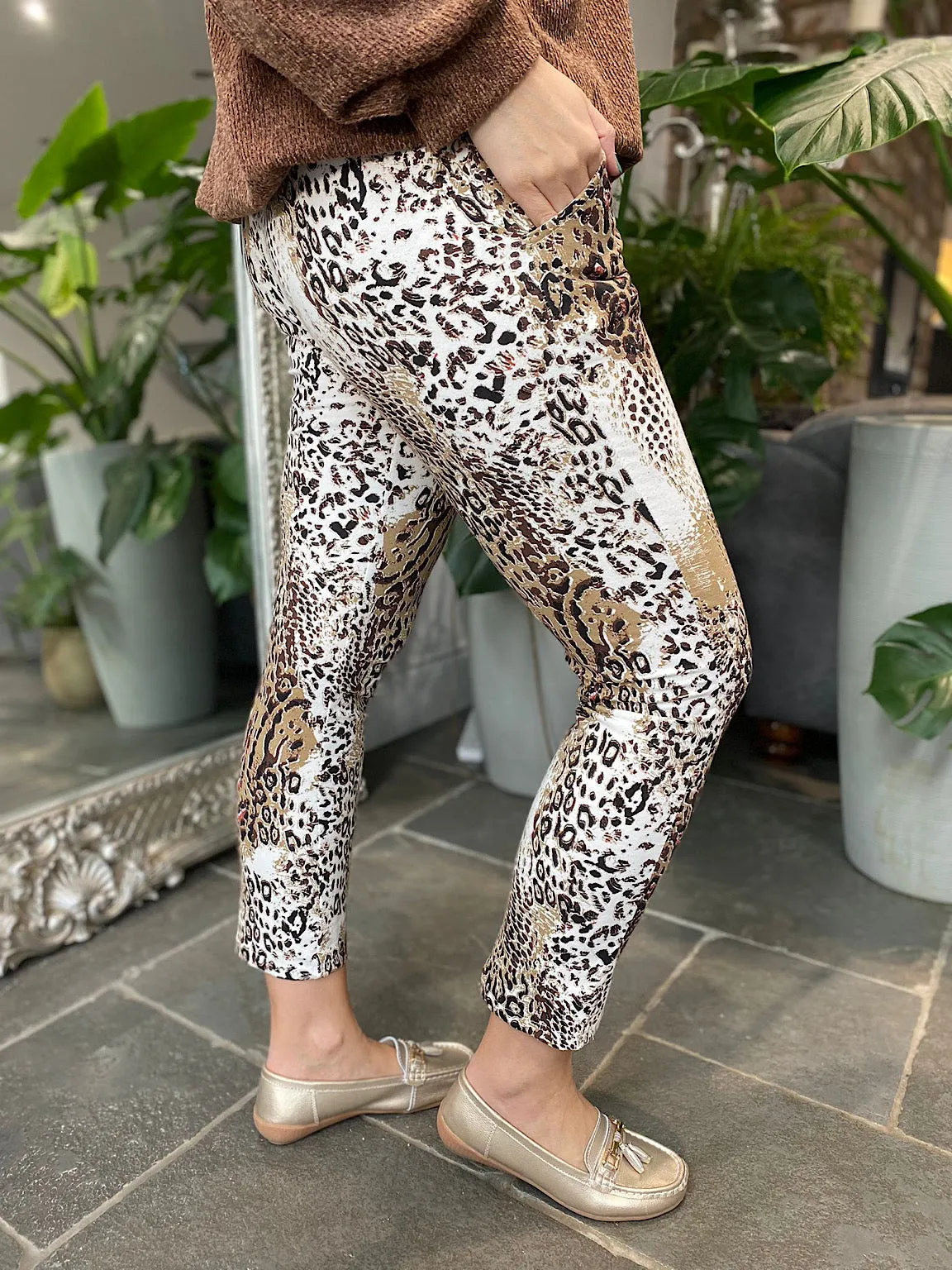 Camel Abstract Leopard Joggers