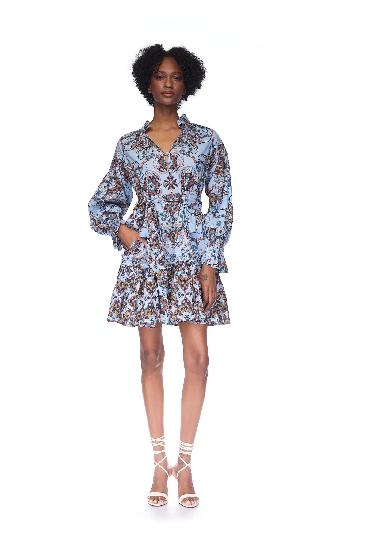 Cara Cara Poppy Dress in Blue Vintage Paisley