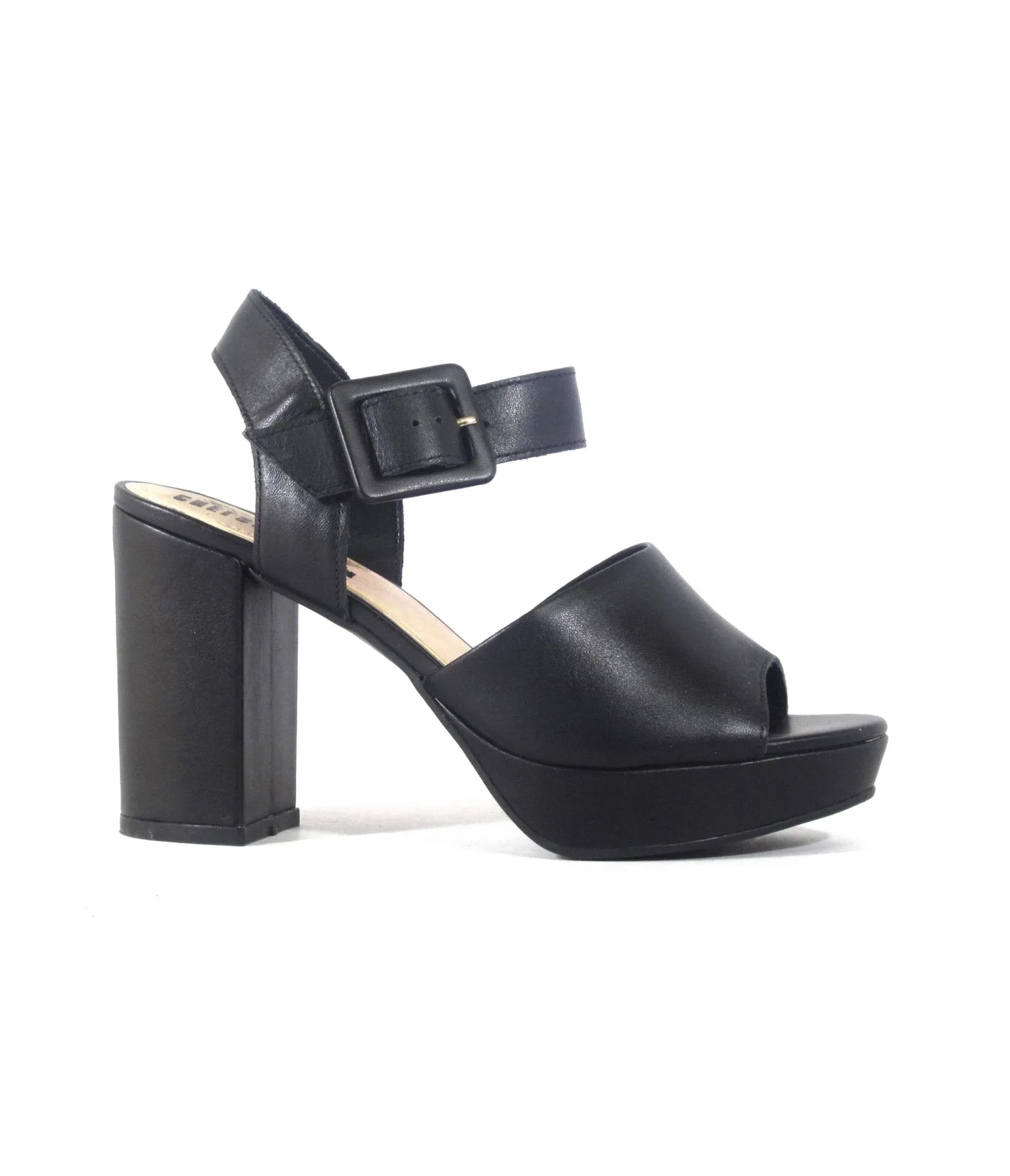 Chelsea Crew 1970s Black Chunky Platform Rose Heels