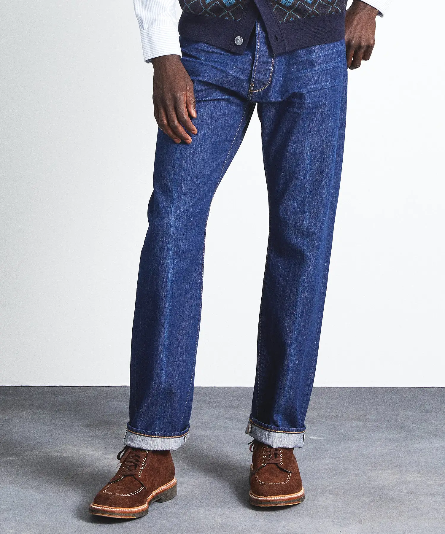 Classic Fit Selvedge Jean in Creased Medium Wash