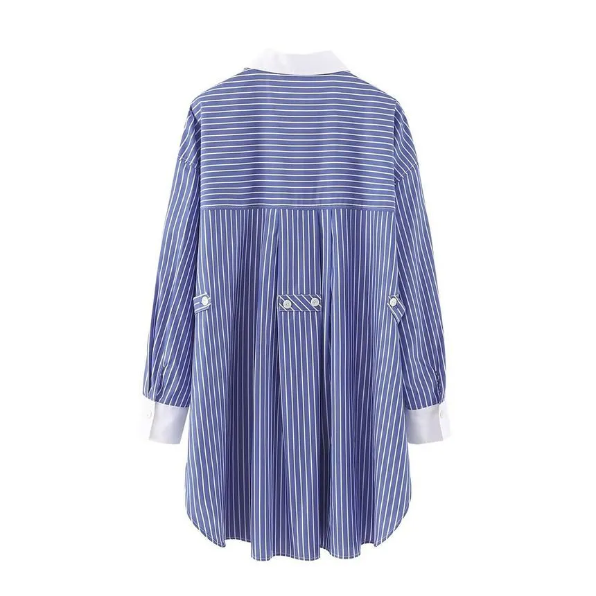 Collared Striped Shirt Dress aa28