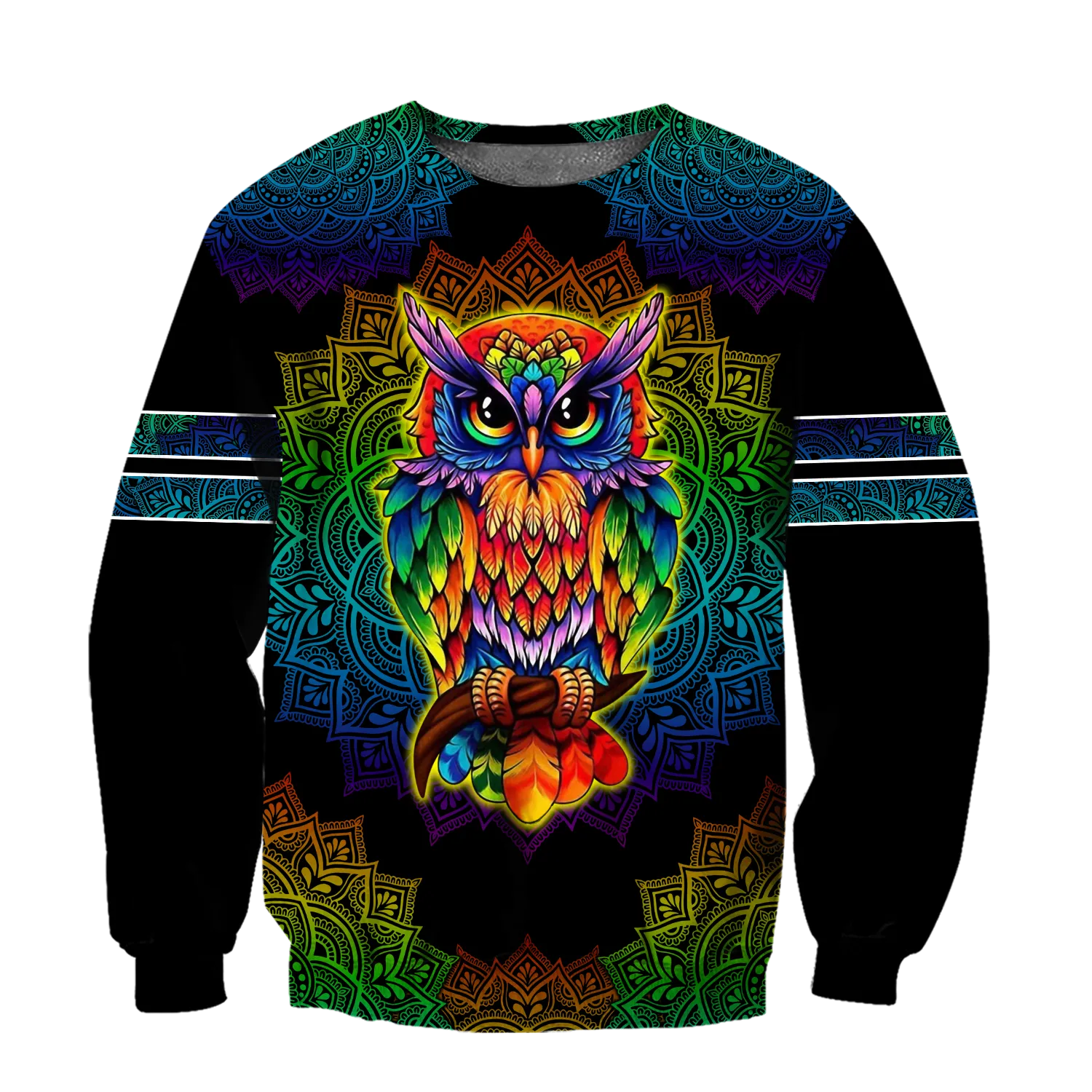 Colorful Space Owl Graphic Print Animal Hoodies