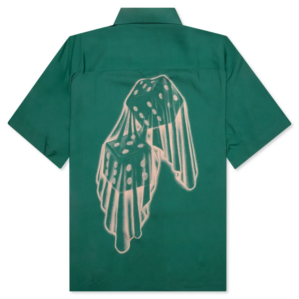 Dice Printed Rayon Camp Shirt - Jade