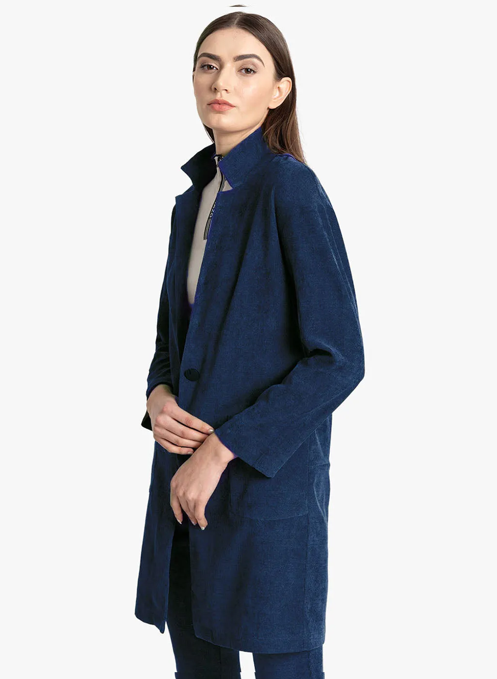 Dropped Shoulder Button Detail Long Jacket