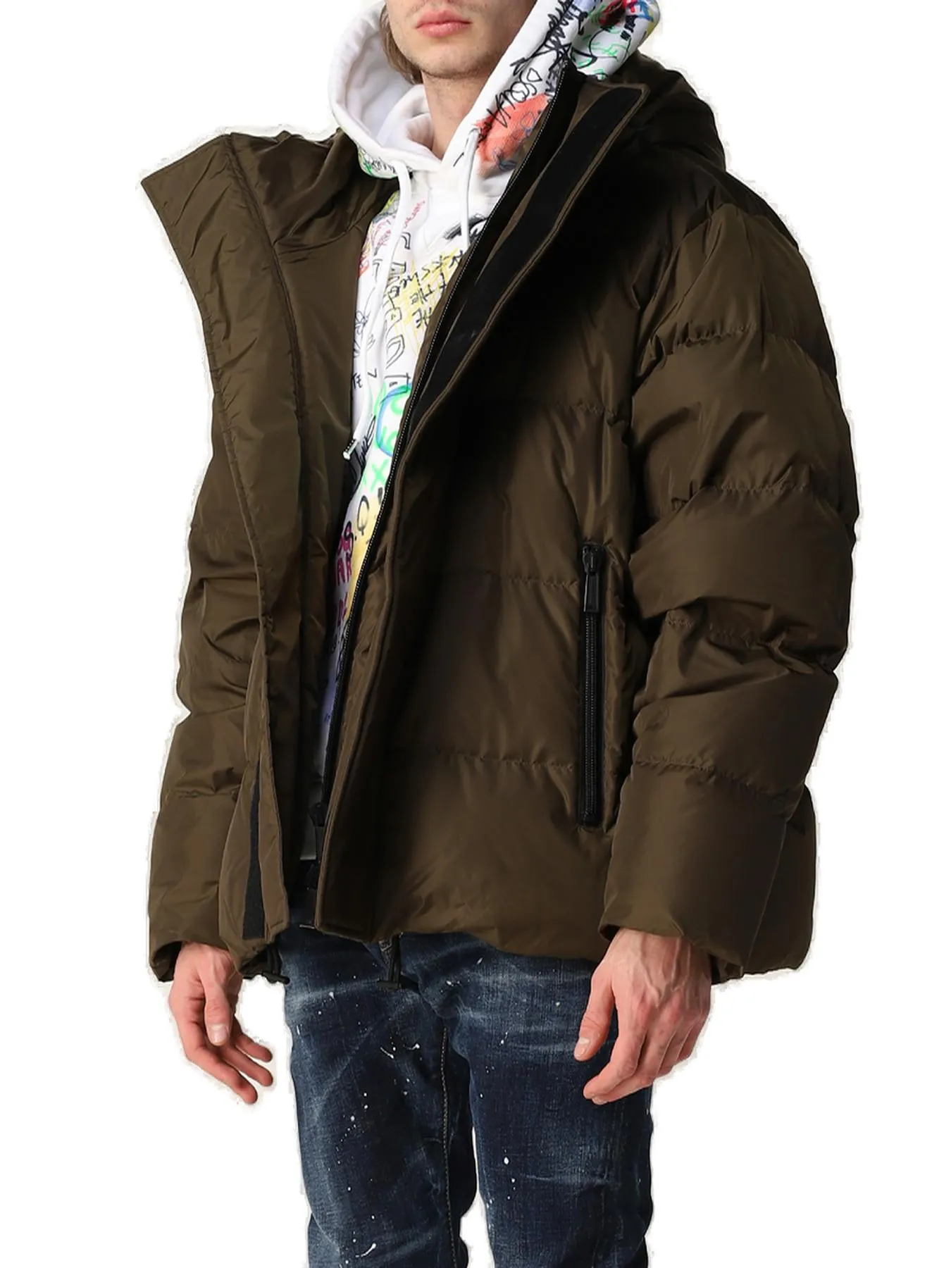 Dsquared2 Logo Print Hooded Padded Jacket