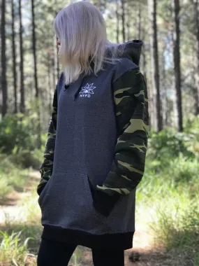 Grey/Green Camo Tall Hoodie - Unisex