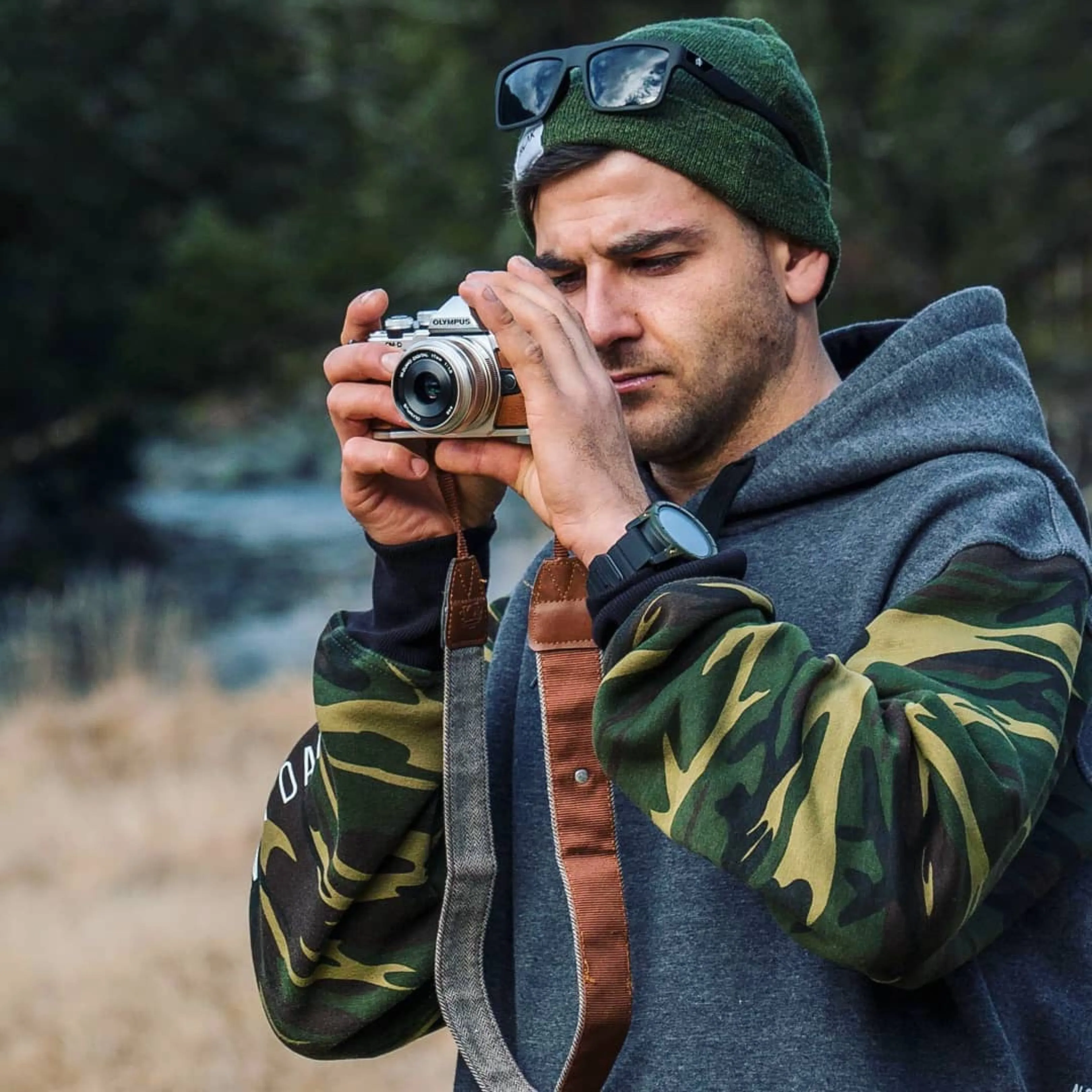 Grey/Green Camo Tall Hoodie - Unisex