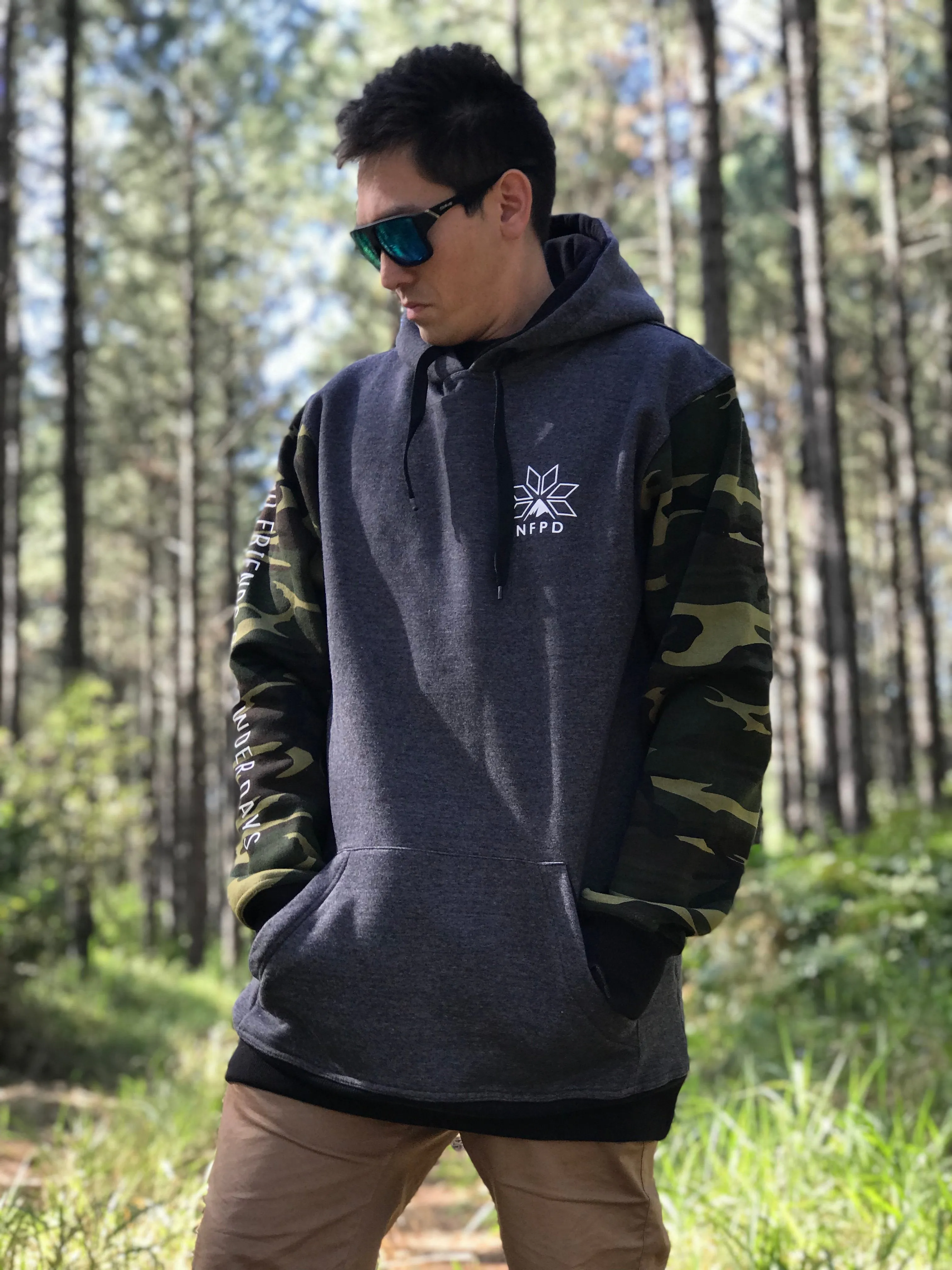 Grey/Green Camo Tall Hoodie - Unisex