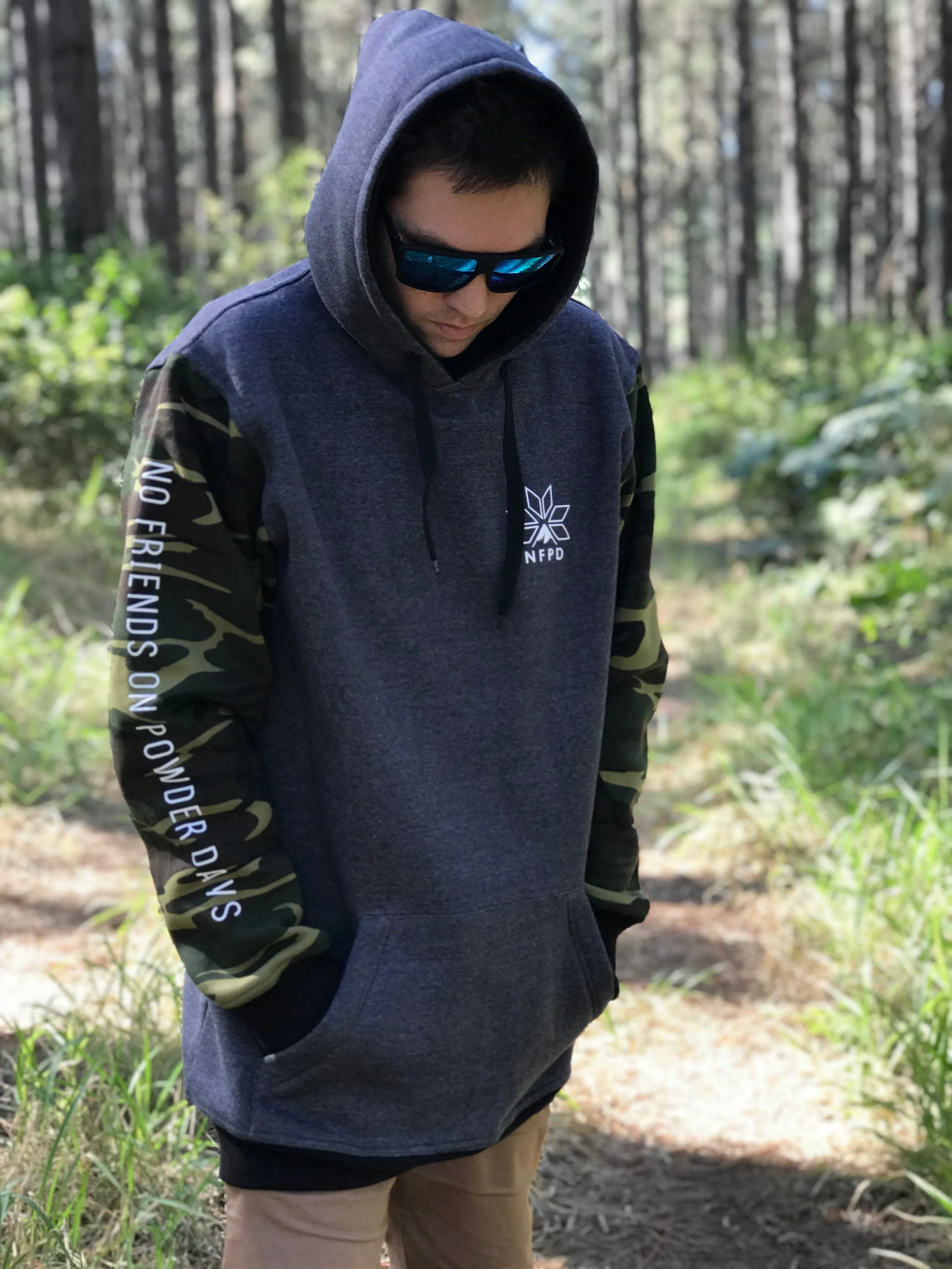 Grey/Green Camo Tall Hoodie - Unisex