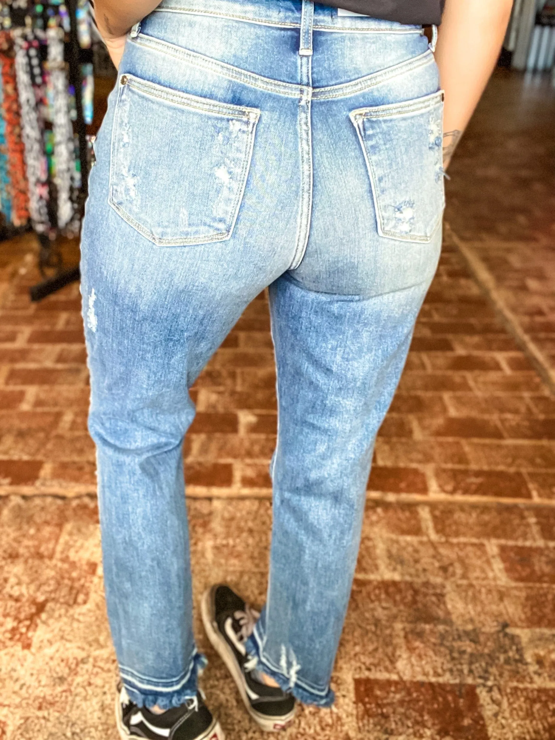 Judy Blue Straight Fit High Waist Distressed