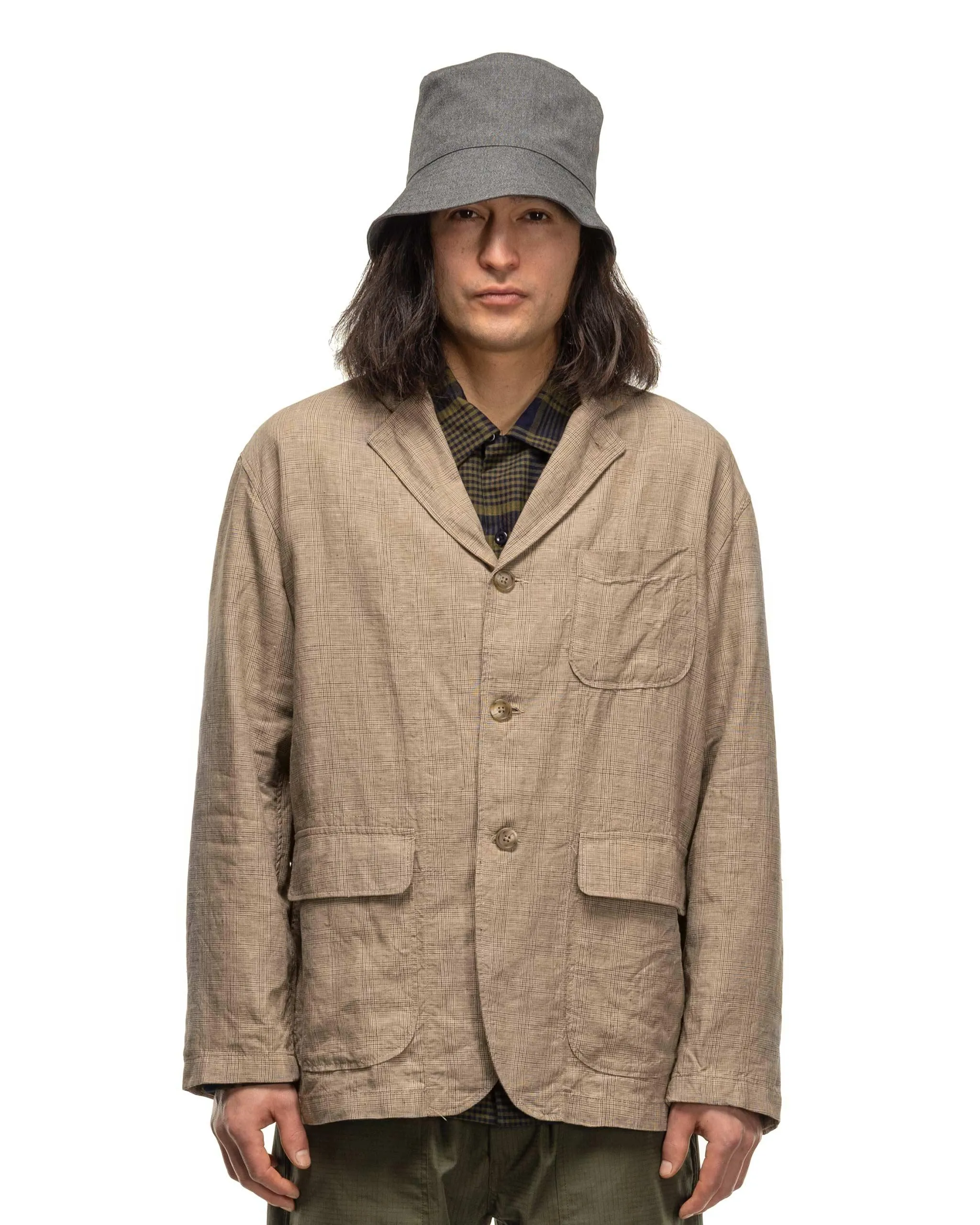 Loiter Jacket Linen Glen Plaid Beige