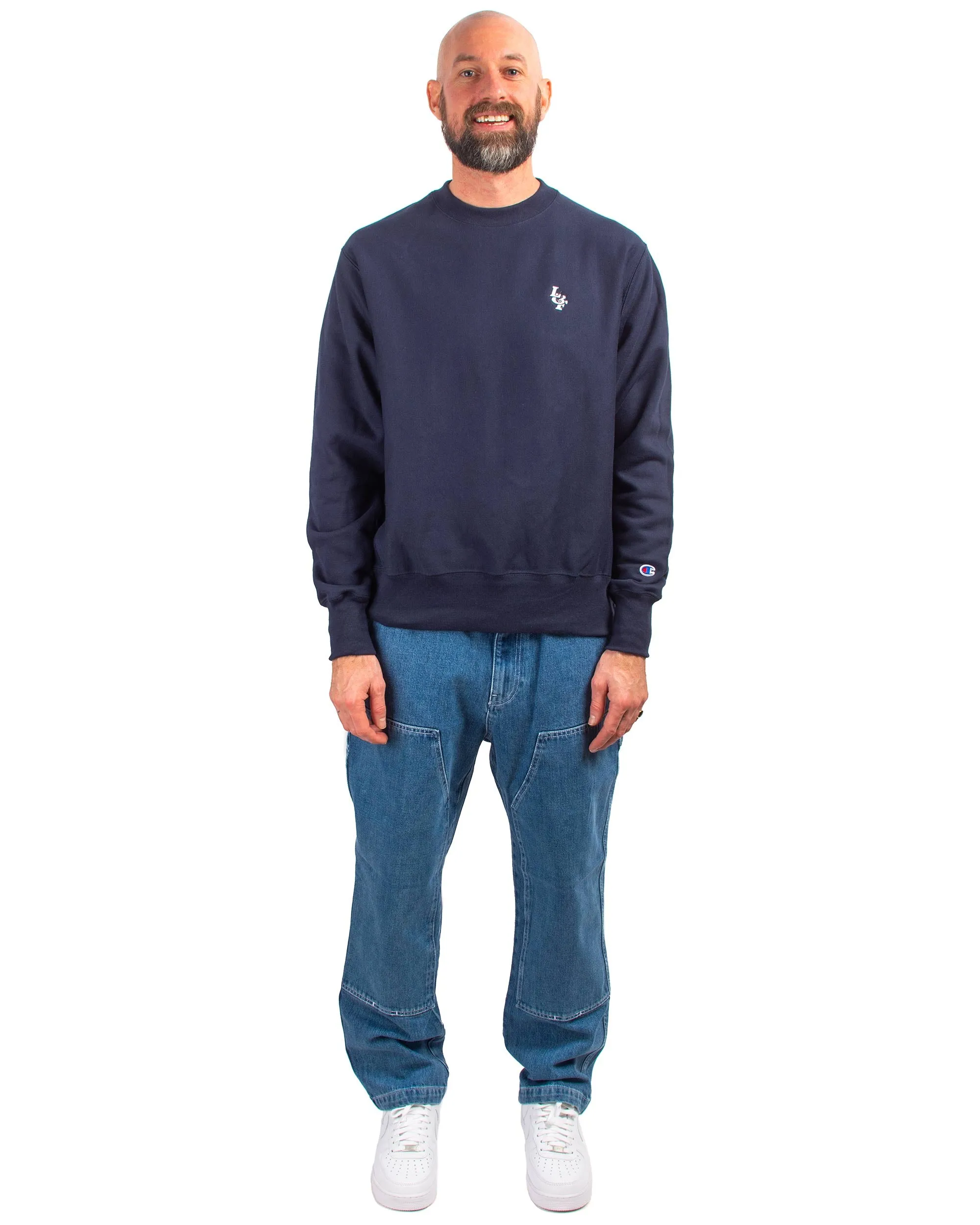 Lost & Found Reverse Weave Crewneck Navy