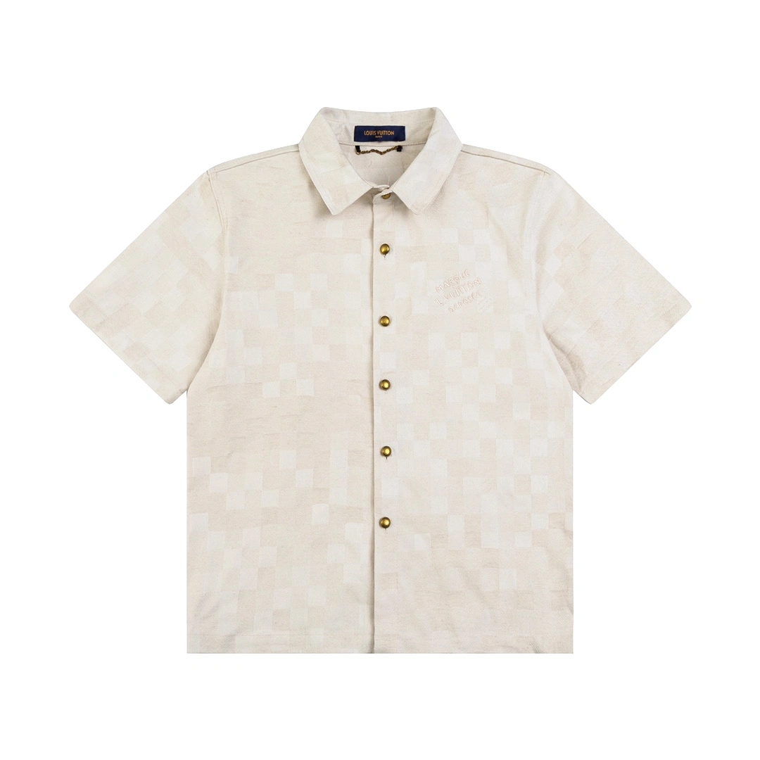 Louis Vuitton 24SS washed embroidered mosaic design short-sleeved shirt 3.21