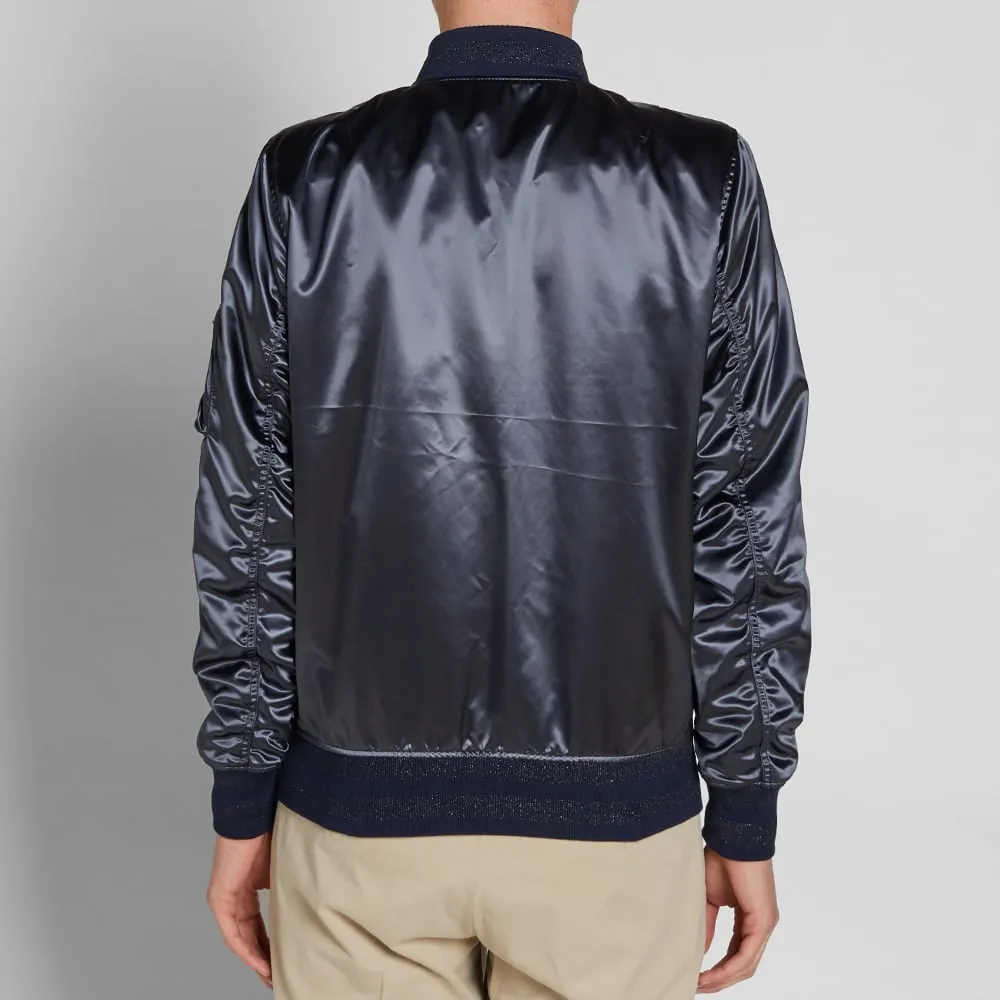 Maison Kitsuné Satin Bomber JacketNavy