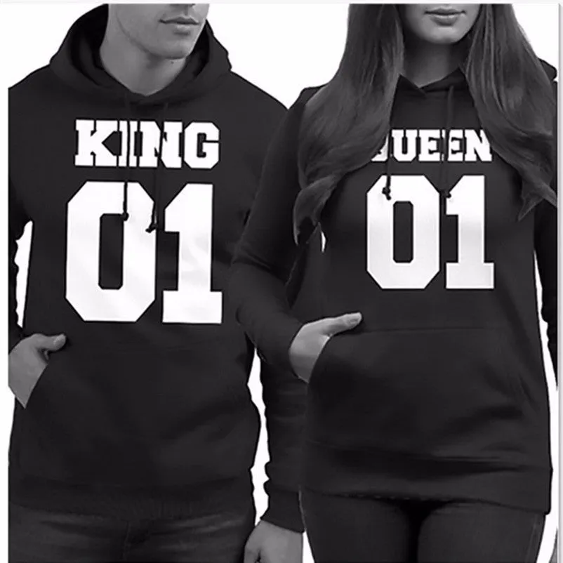 Men Hoodies KING 01 Letter Print Long Sleeve Hooded Top hip hop Blouse Couple Shirt Feida