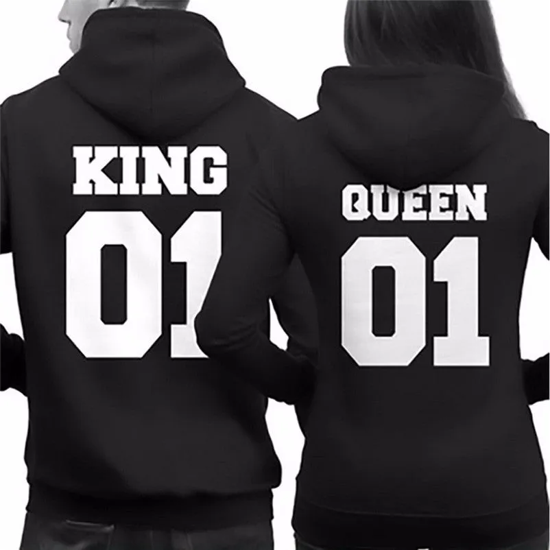 Men Hoodies KING 01 Letter Print Long Sleeve Hooded Top hip hop Blouse Couple Shirt Feida