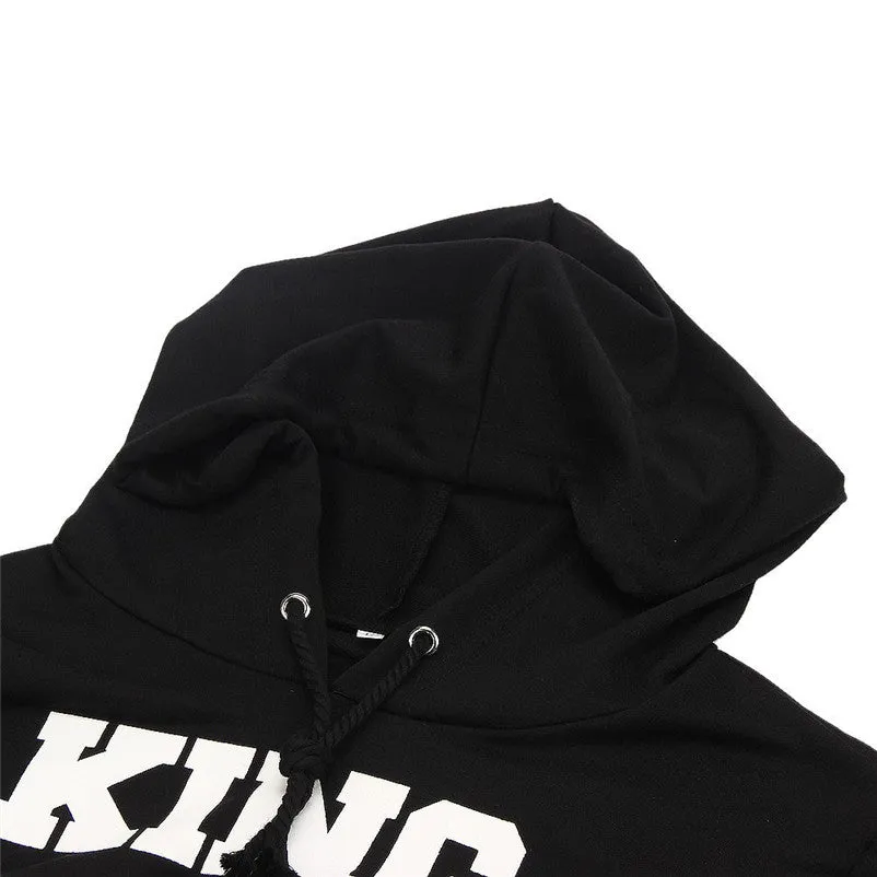 Men Hoodies KING 01 Letter Print Long Sleeve Hooded Top hip hop Blouse Couple Shirt Feida