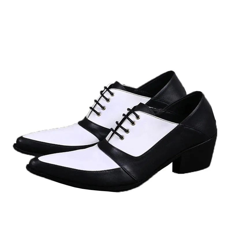 Men's Genuine Leather Pointed Toe Lace-up Business Party Oxford Shoes