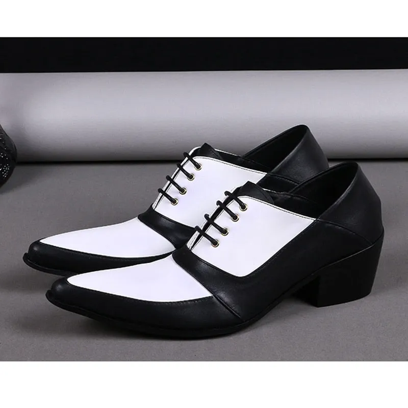 Men's Genuine Leather Pointed Toe Lace-up Business Party Oxford Shoes