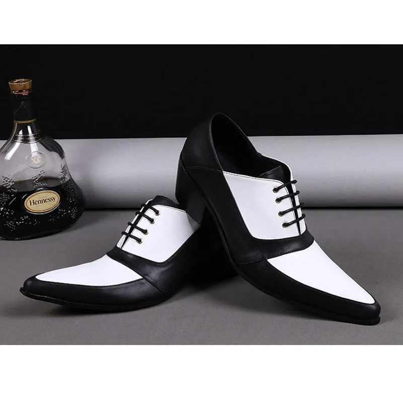 Men's Genuine Leather Pointed Toe Lace-up Business Party Oxford Shoes