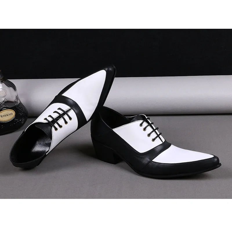 Men's Genuine Leather Pointed Toe Lace-up Business Party Oxford Shoes