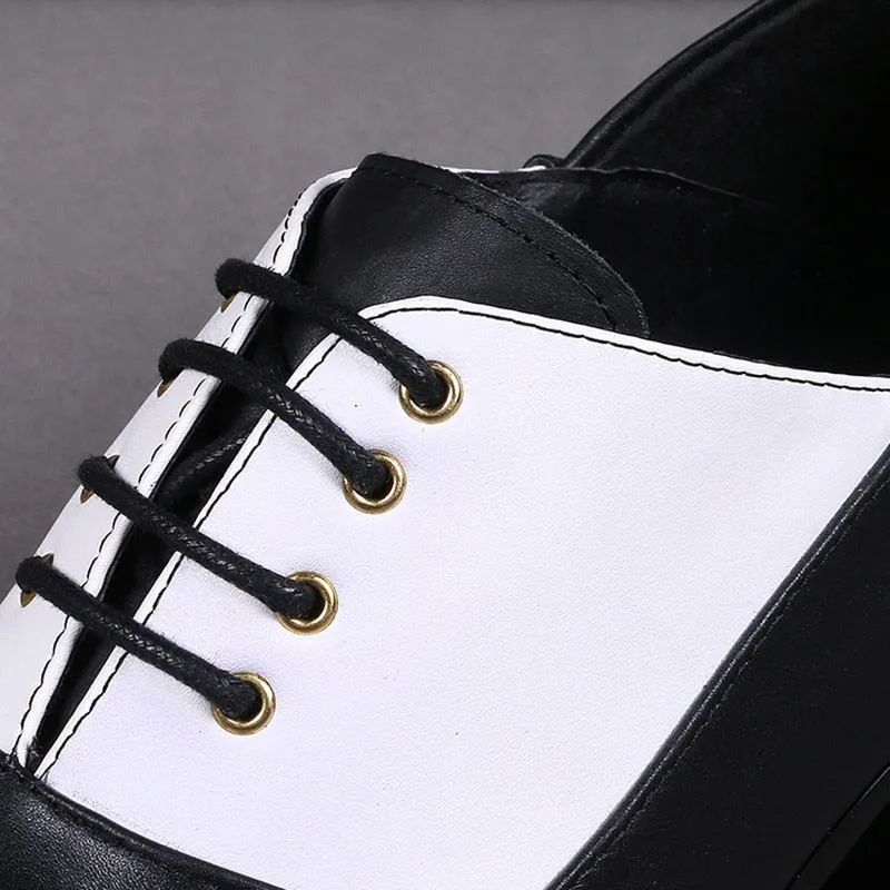 Men's Genuine Leather Pointed Toe Lace-up Business Party Oxford Shoes