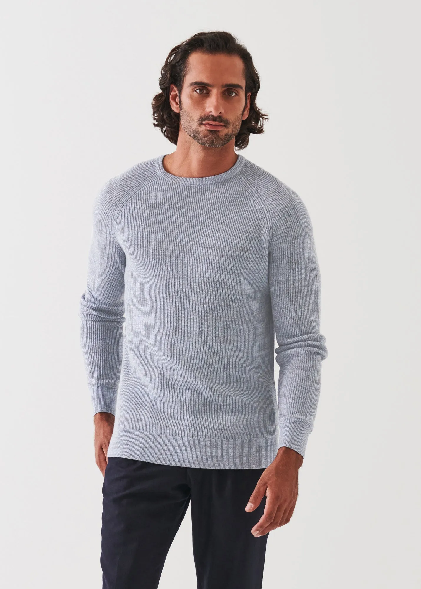 MERINO WOOL RIBBED CREWNECK