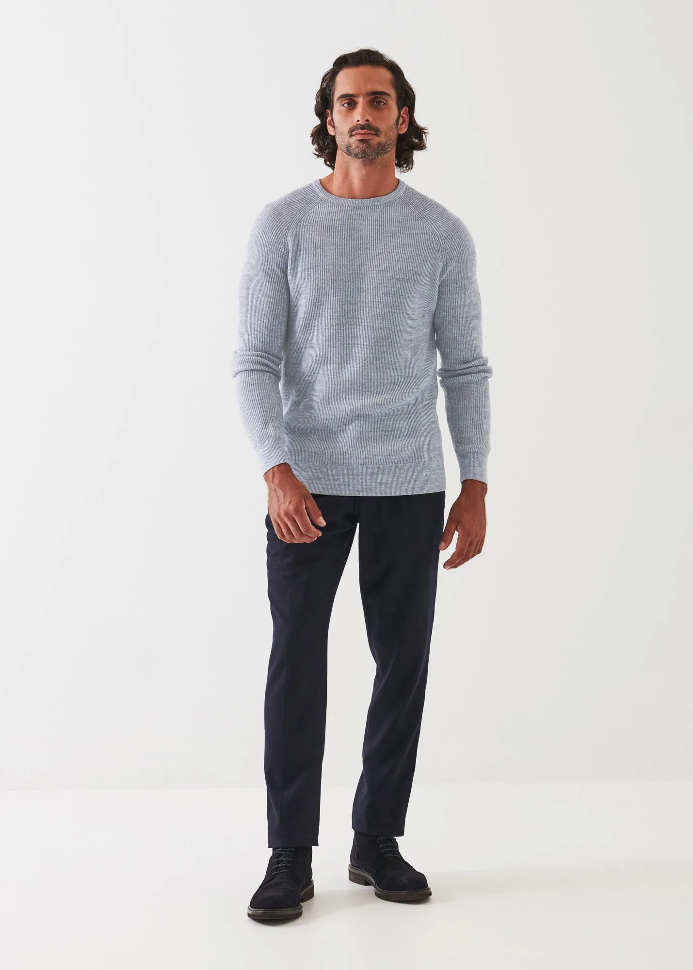 MERINO WOOL RIBBED CREWNECK