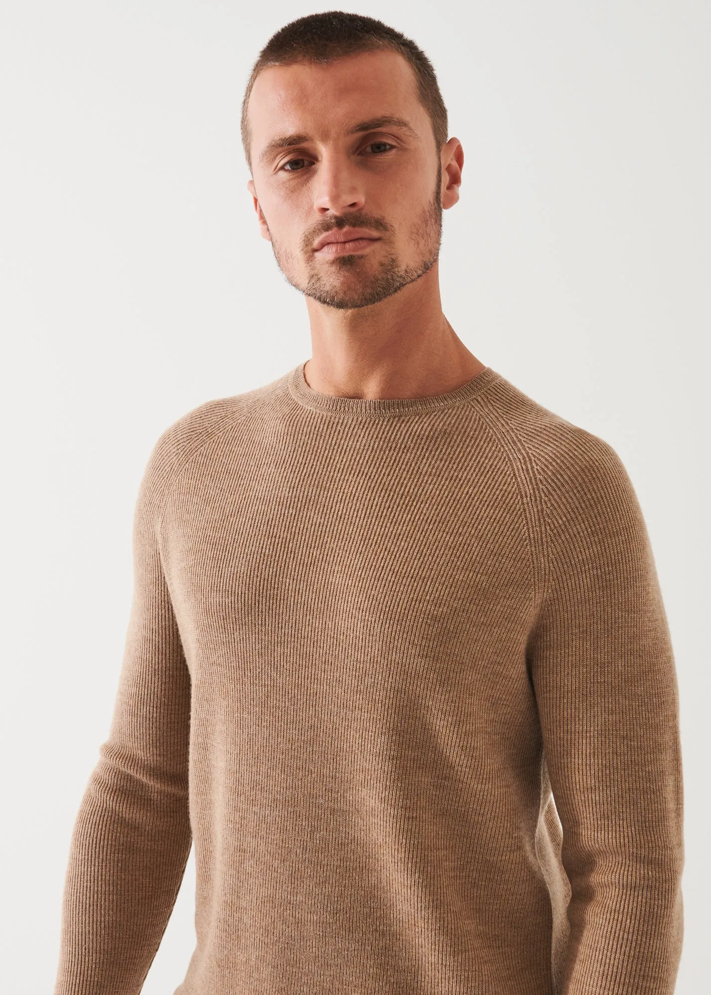 MERINO WOOL RIBBED CREWNECK