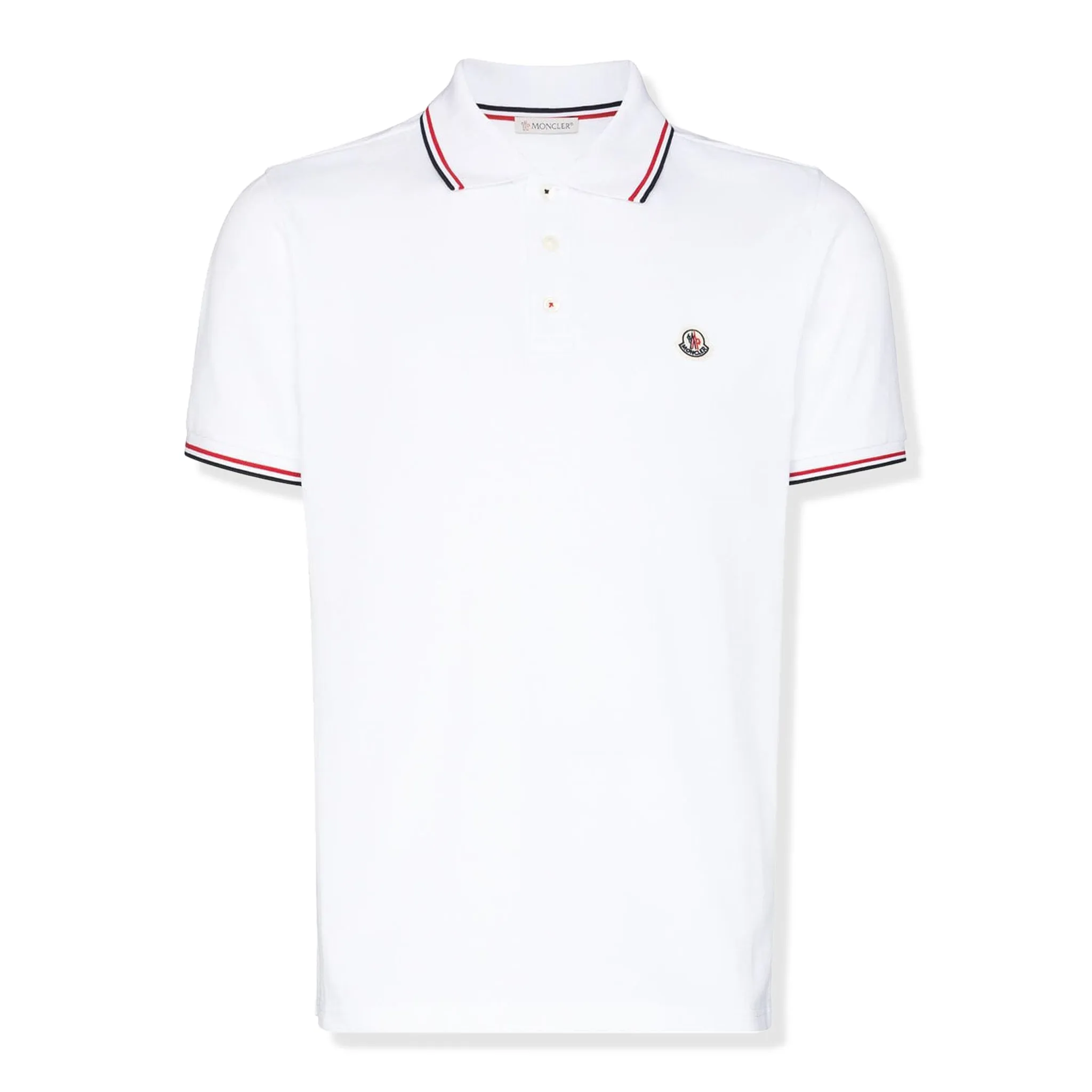 Moncler Logo Patch White Polo Shirt