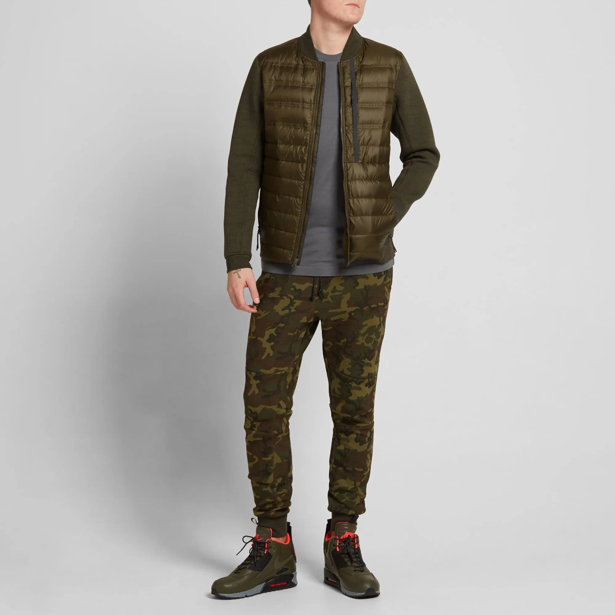 Nike Tech Fleece Aeroloft Bomber JacketDark Loden & Cargo Khaki